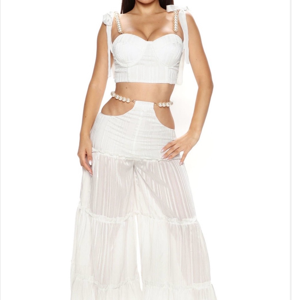 Fashion Nova White Pearl-Embellished Set